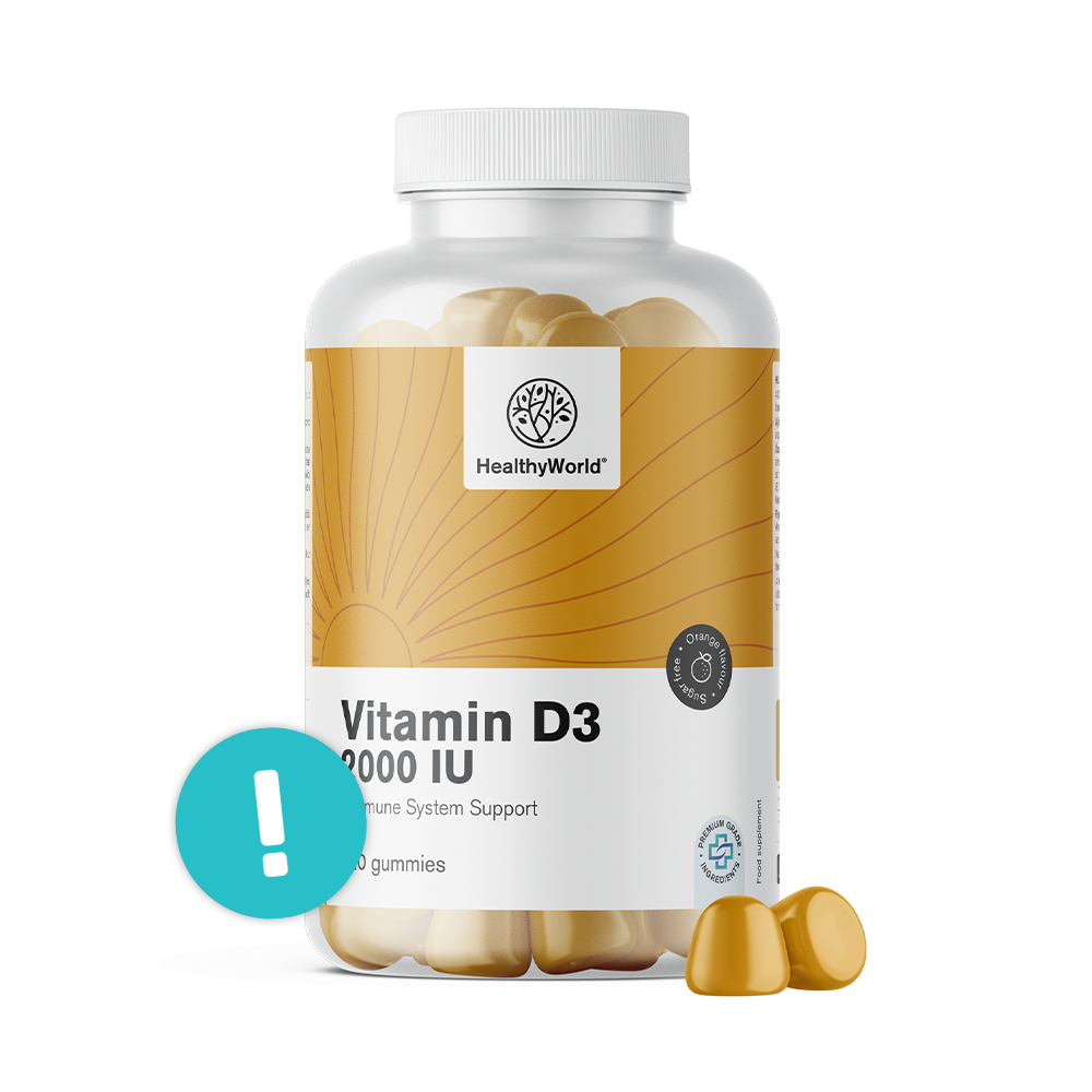 Vitamin D3 2000 i.e. in Form von Gummis.